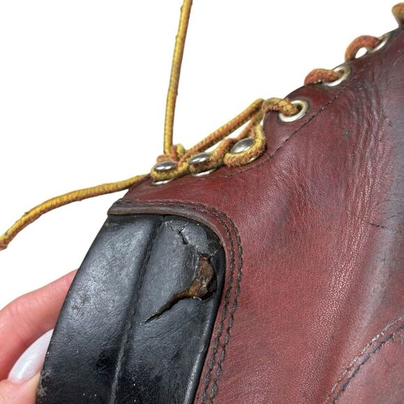 Vintage Red Wing Reddish Brown Leather Super Sole‎ Lace Up Work Boots Sz 8 D USA - Picture 9 of 16